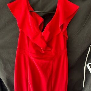 Elegant Red Ruffle Dress